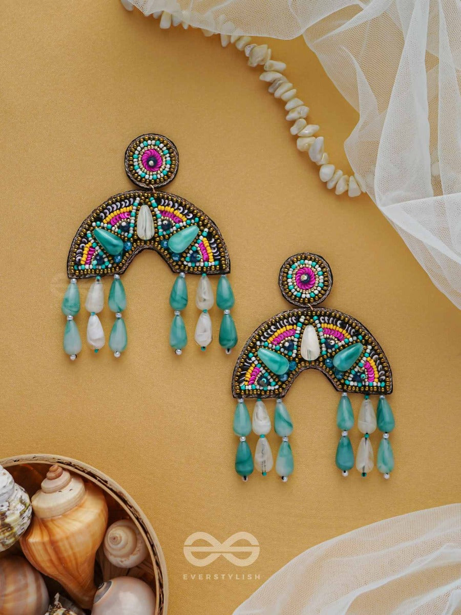 Samanvita - The Harmonious Melange - Sequins, Beads And Marble Drop Embroidered Earrings (Multicolor)
