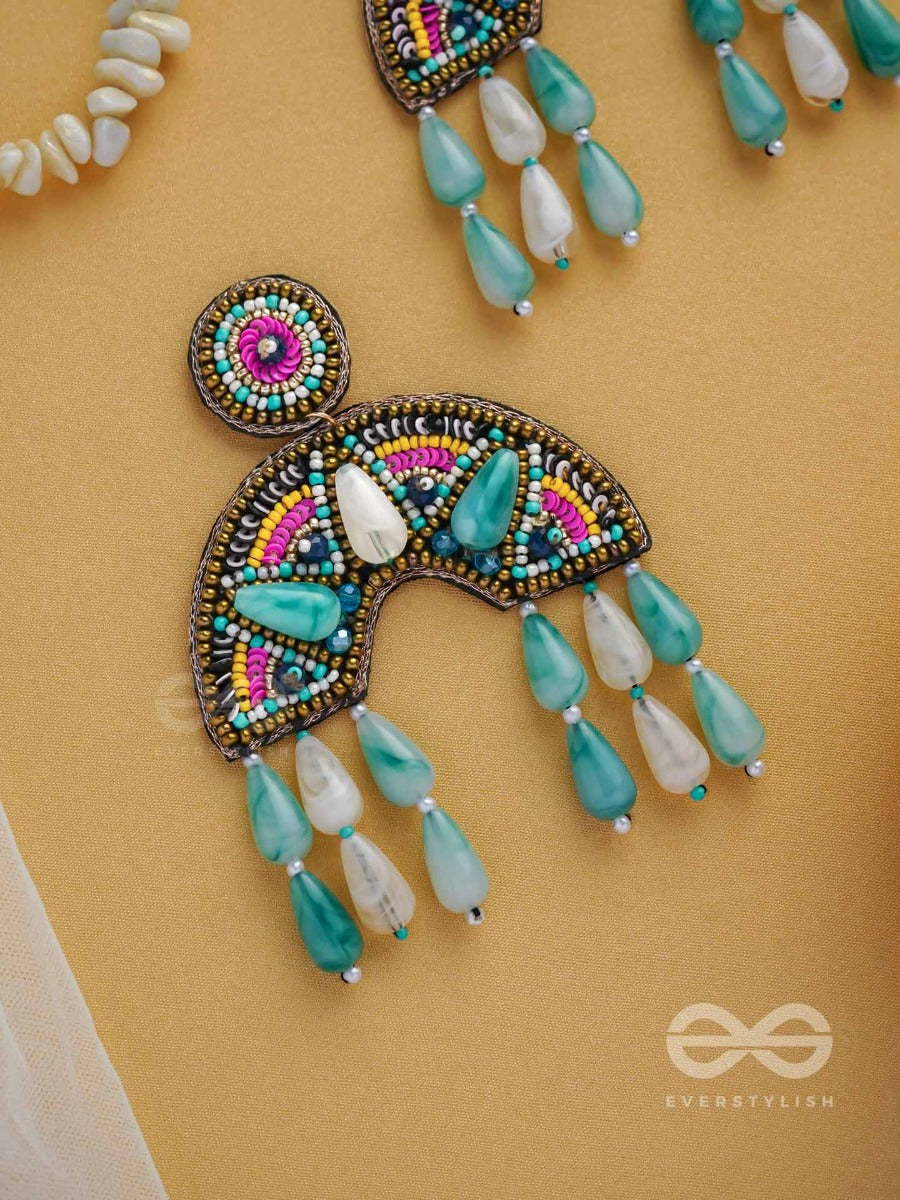 Samanvita - The Harmonious Melange - Sequins, Beads And Marble Drop Embroidered Earrings (Multicolor)