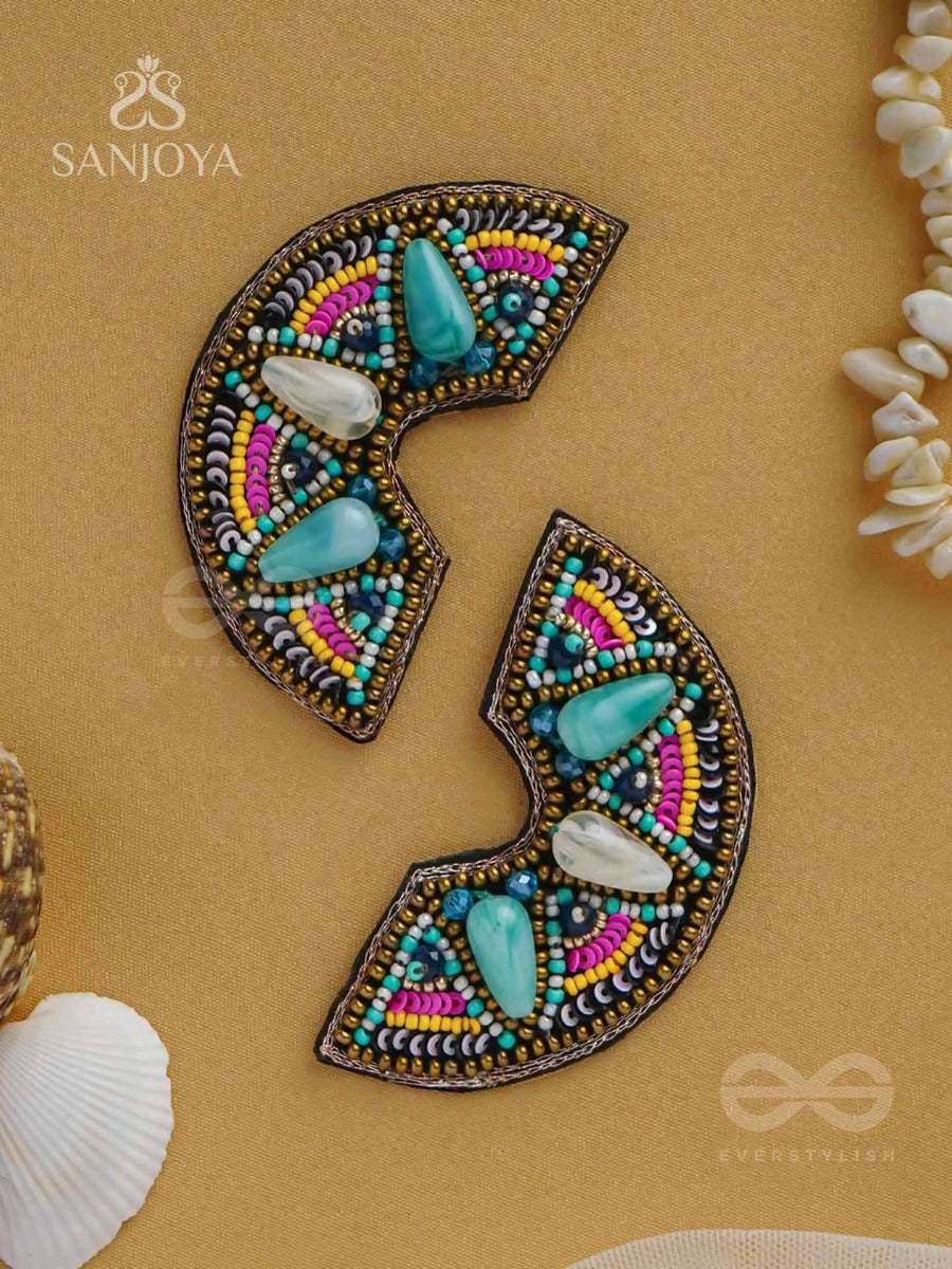 Paridyudhi - The Ocean Whispers - Sequins, Beads, And Marble Drop Embroidered Earrings (Multicolor)