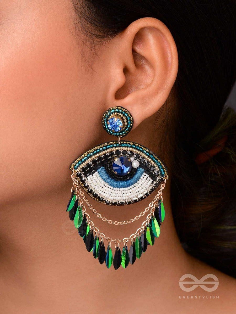 Adrishti - The Blessed Gaze - Stones, Beads, Sequins And Pearl Embroidered Earrings