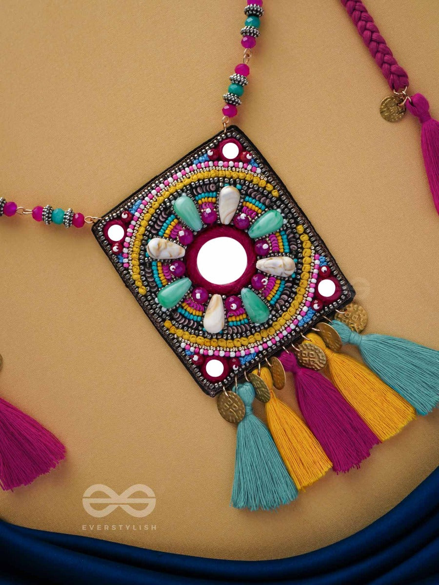 Abhati - The Bright Appearing - Beads, Sequins, Mirror And Metal Coins Embroidered Neckpiece