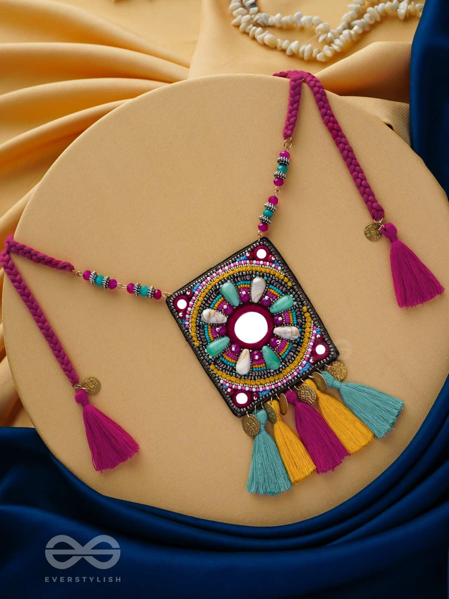 Abhati - The Bright Appearing - Beads, Sequins, Mirror And Metal Coins Embroidered Neckpiece