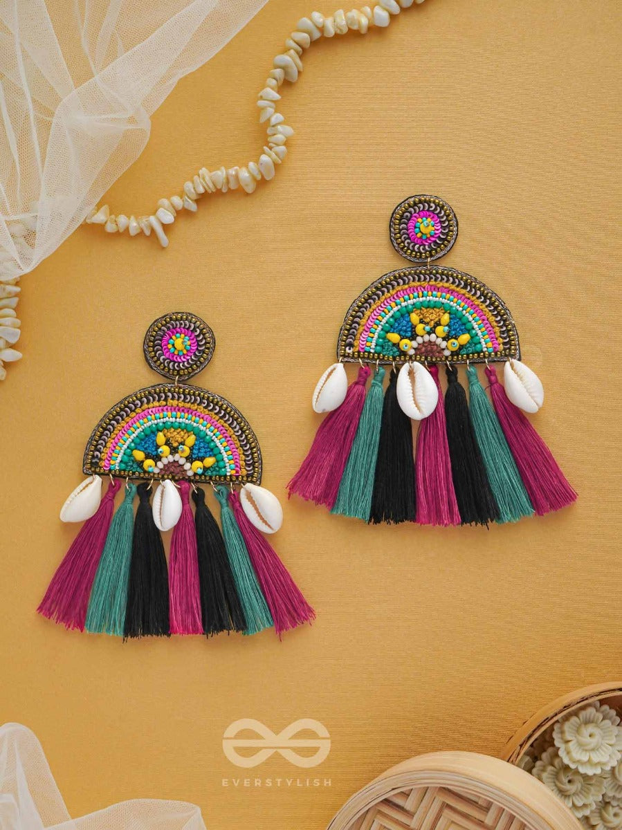 Vilasita - The Enchanting Splendor - Beads, Sequins And Shells Embroidered Earrings