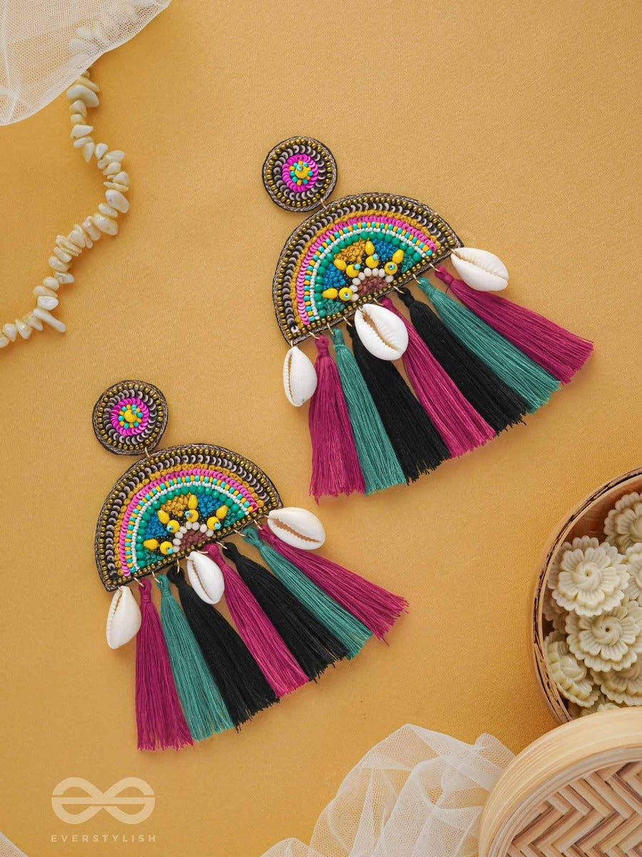 Vilasita - The Enchanting Splendor - Beads, Sequins And Shells Embroidered Earrings
