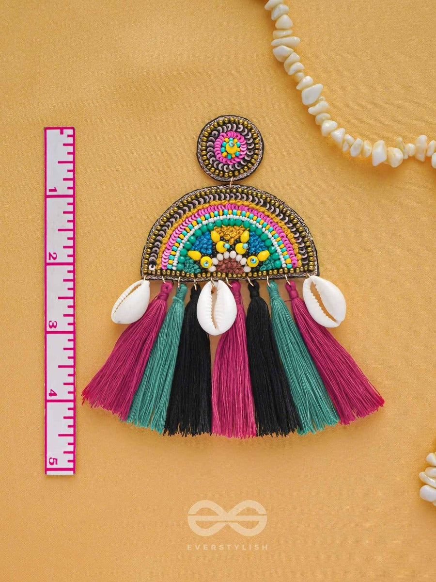 Vilasita - The Enchanting Splendor - Beads, Sequins And Shells Embroidered Earrings