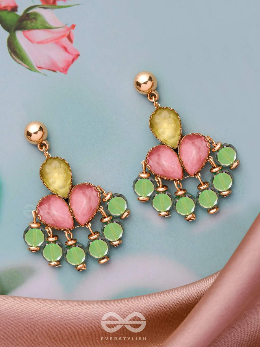 The Charming Rosettes - Golden Embellished Earrings