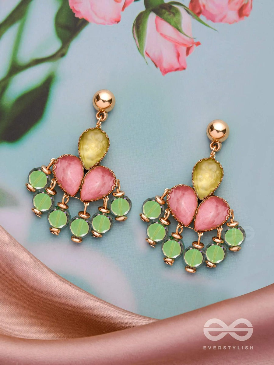 The Charming Rosettes - Golden Embellished Earrings