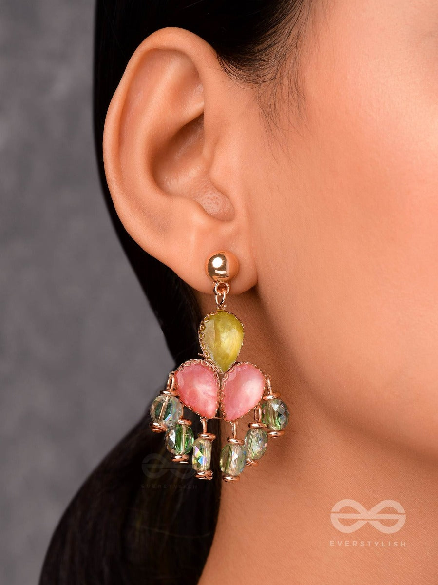 The Charming Rosettes - Golden Embellished Earrings