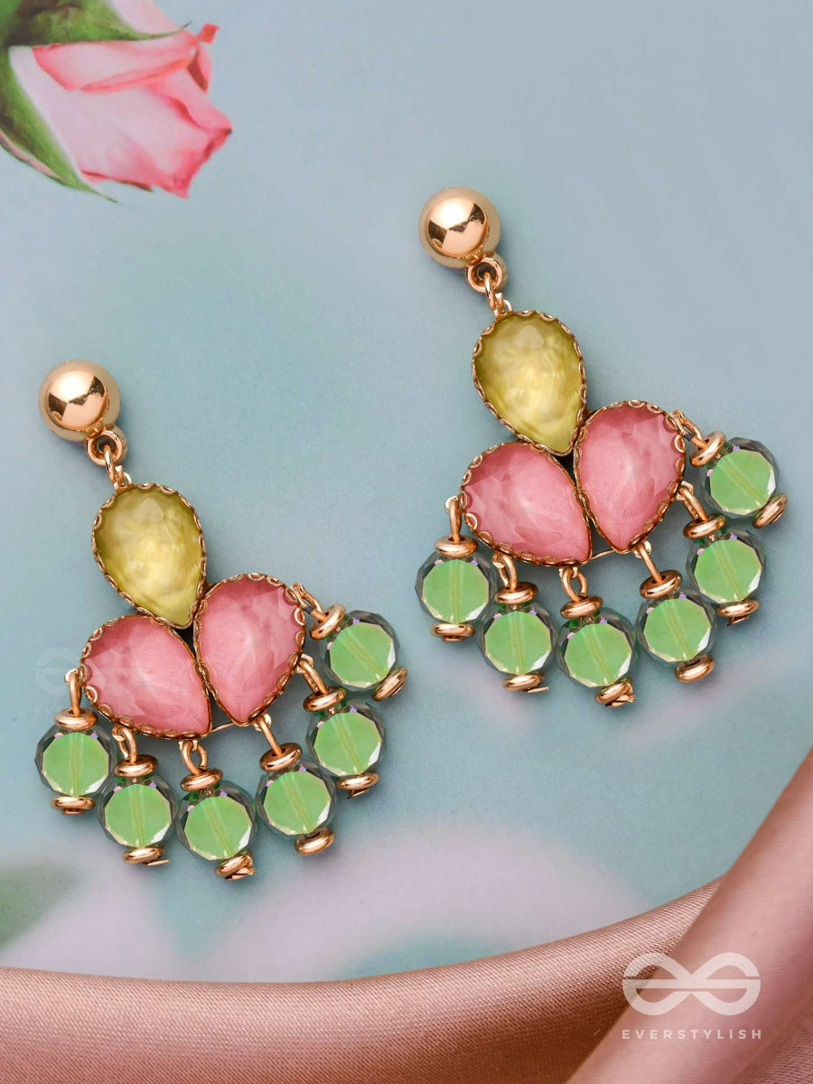 The Charming Rosettes - Golden Embellished Earrings