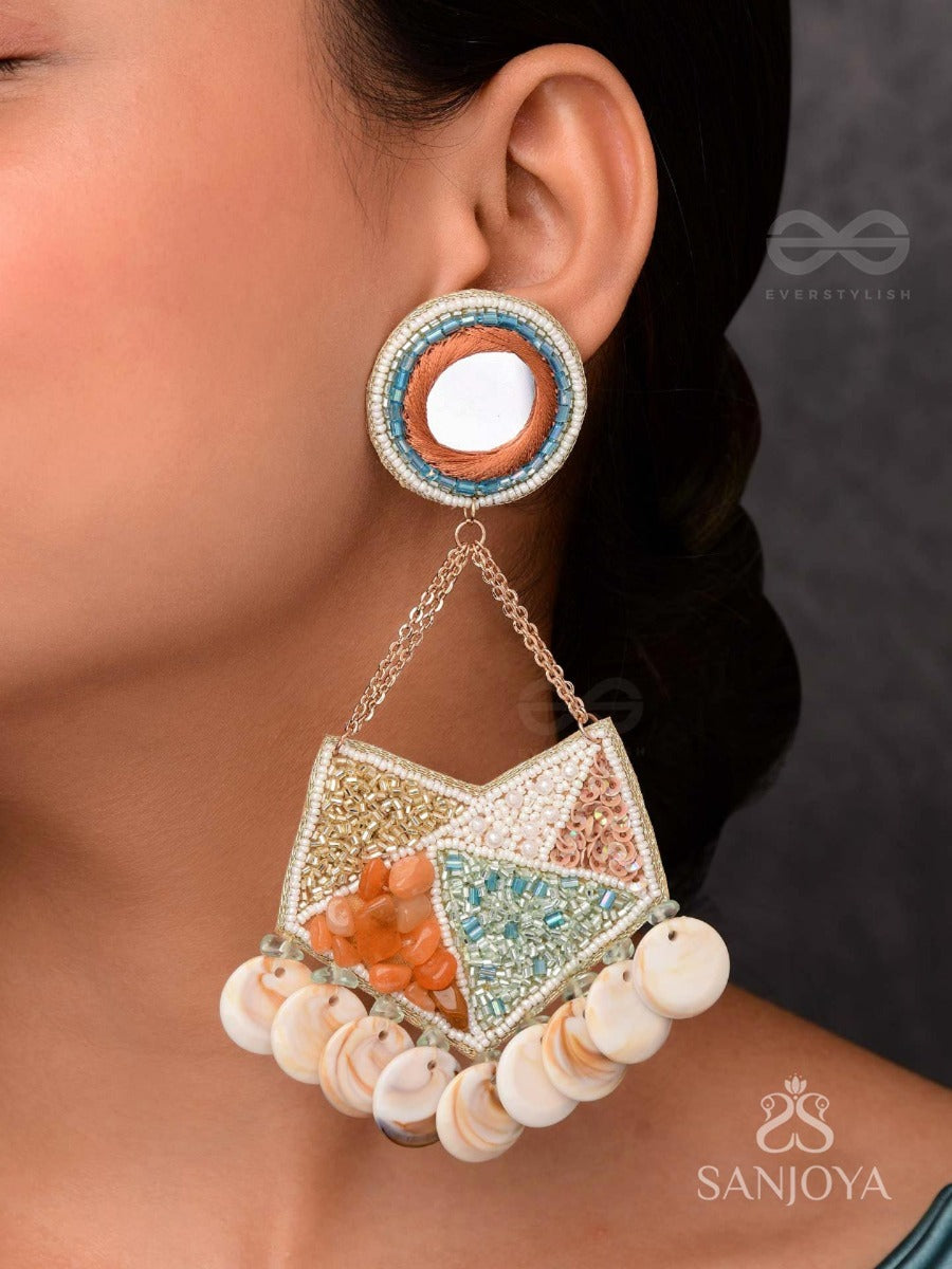 Anvesaka - The Treasure Seeker - Stones, Beads, Sequins And Mirror Embroidered Earrings