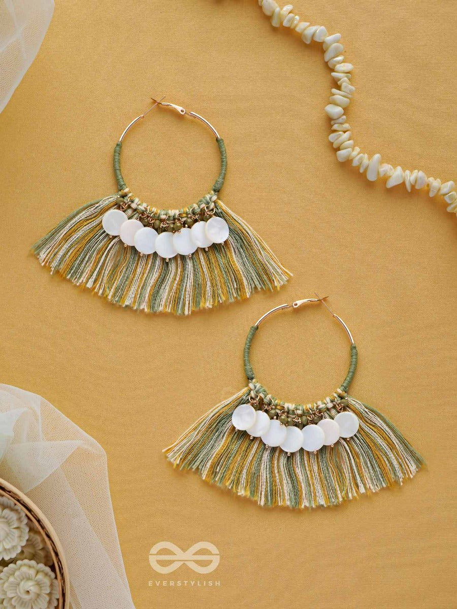 Tatrabhava - The Coastal Carnivals - Beads And Cotton Threads Embroidered Hoop Earrings