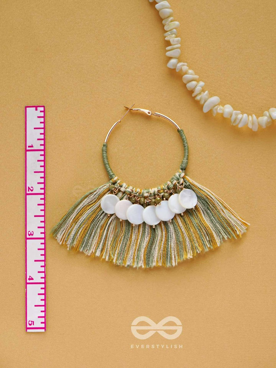 Tatrabhava - The Coastal Carnivals - Beads And Cotton Threads Embroidered Hoop Earrings