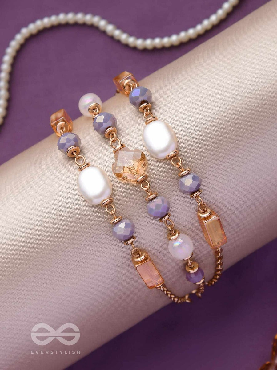The Glimmering Lavenders - Elegant Multilayered Bracelet