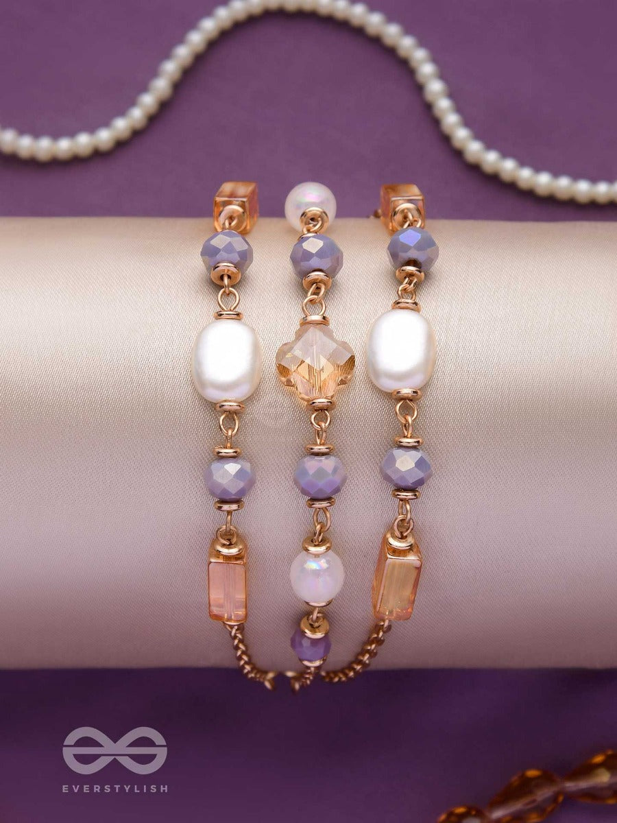 The Glimmering Lavenders - Elegant Multilayered Bracelet