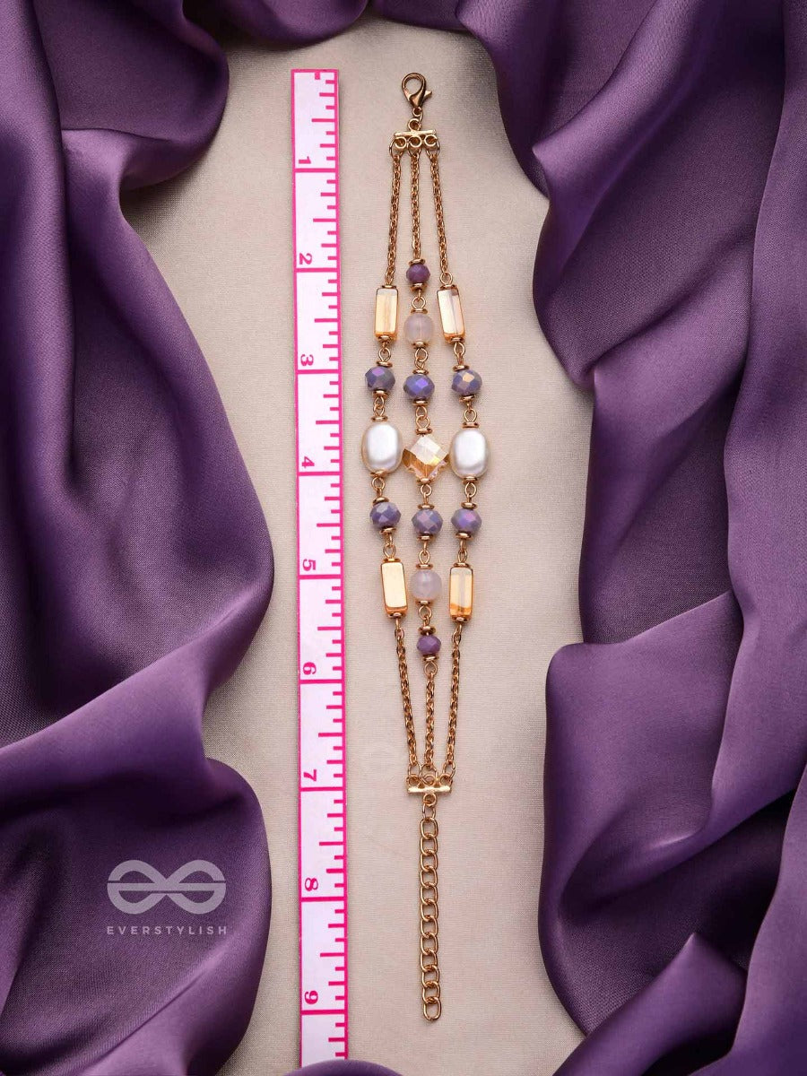 The Glimmering Lavenders - Elegant Multilayered Bracelet