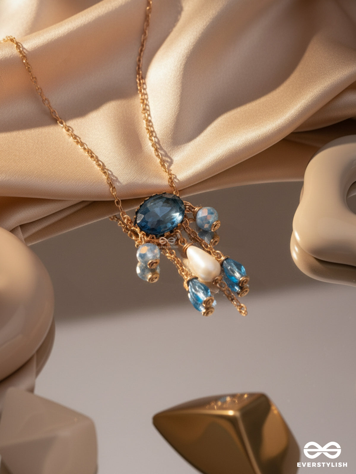 Sky Line Coast - Blue Casual Sandstone Neckpiece With Anti-Tarnish Coating