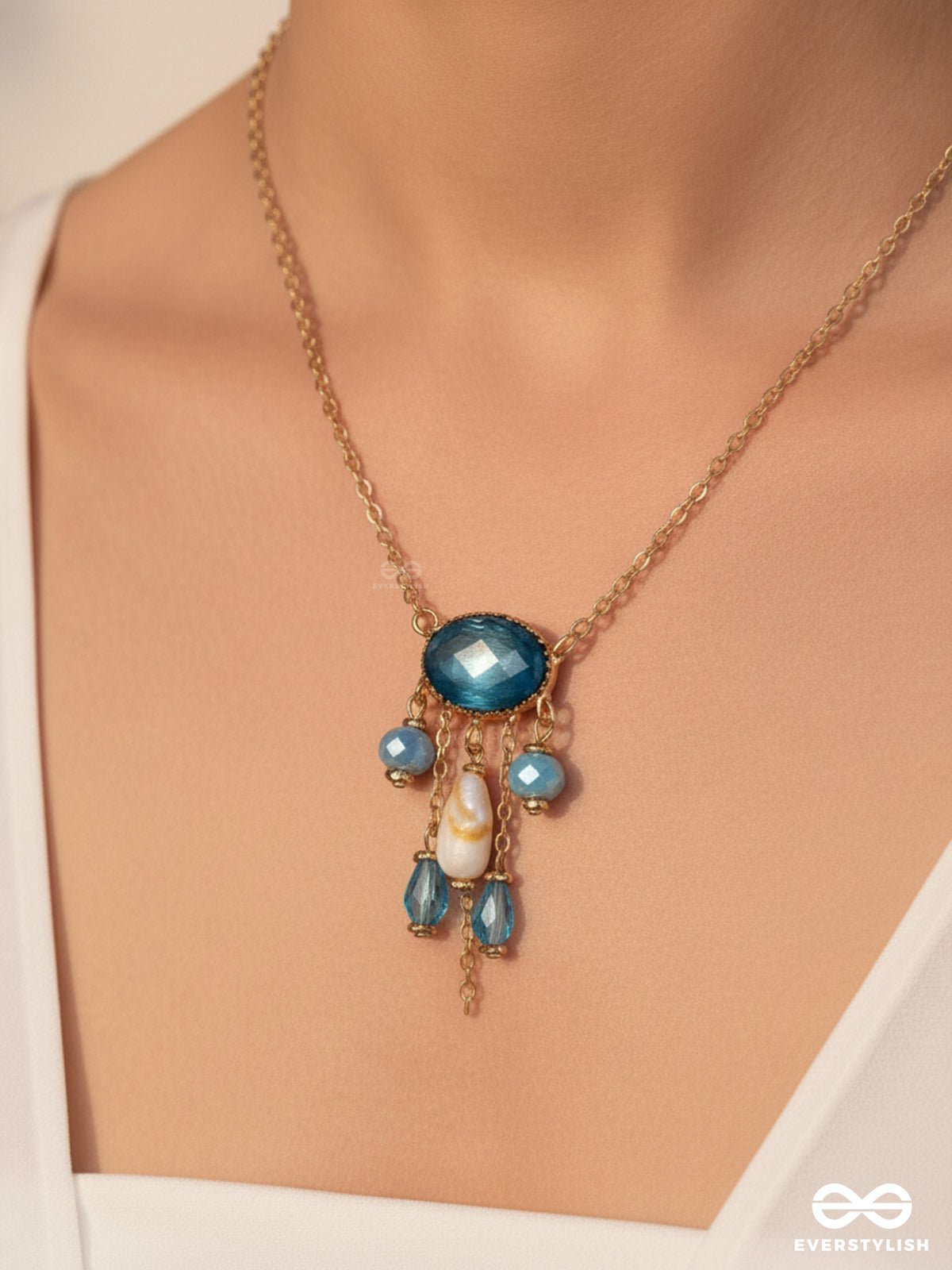 Sky Line Coast - Blue Casual Sandstone Neckpiece With Anti-Tarnish Coating