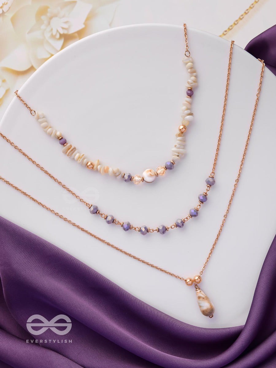 The Lavender Meadows- Casual Multilayered Sandstone Neckpiece With Anti-Tarnish Coating