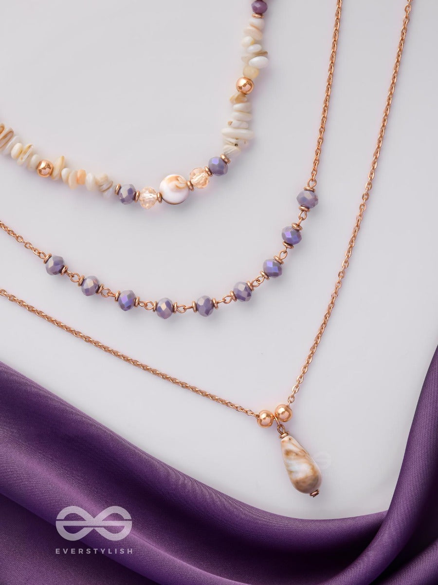 The Lavender Meadows- Casual Multilayered Sandstone Neckpiece With Anti-Tarnish Coating