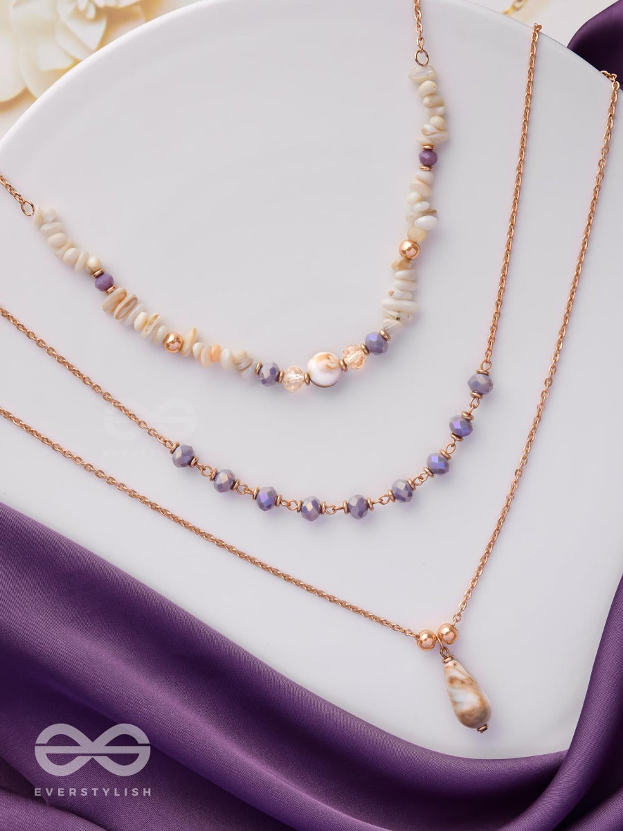 The Lavender Meadows- Casual Multilayered Sandstone Neckpiece With Anti-Tarnish Coating