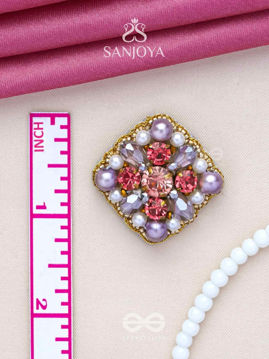 Amanita - The Humble Grace - Stone, Beads And Pearls Embroidered Stud Earrings