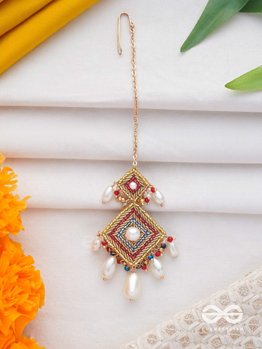 Aabhrya - Shelter Of Clouds - Pearls And Beads Embroidered Maangtika