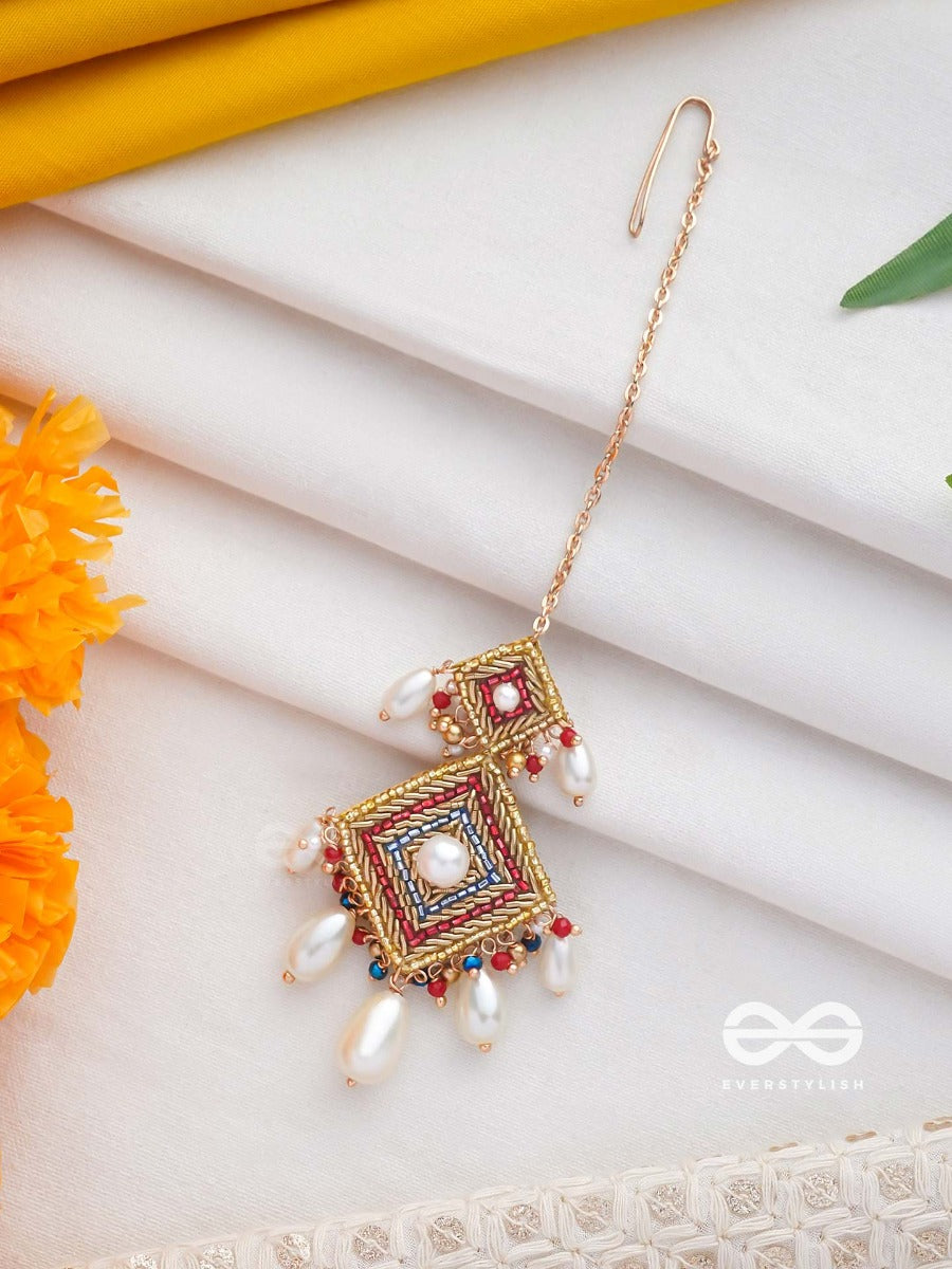 Aabhrya - Shelter Of Clouds - Pearls And Beads Embroidered Maangtika