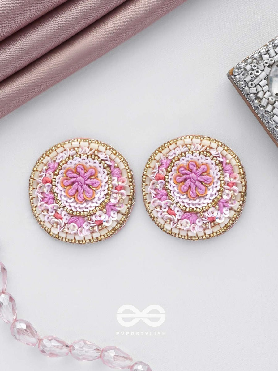 Pushpita - Floral Radiance - Sequins And Cutdana Embroidered Stud Earrings