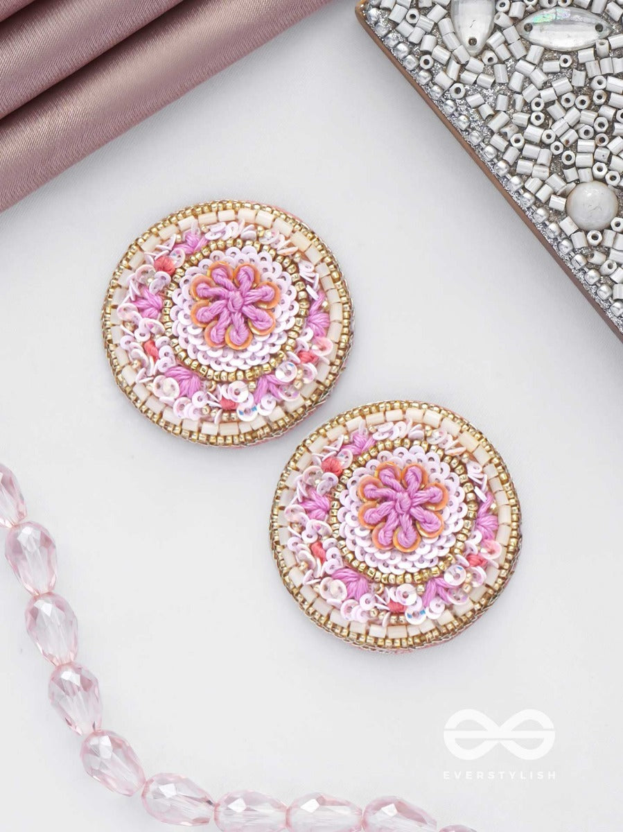 Pushpita - Floral Radiance - Sequins And Cutdana Embroidered Stud Earrings