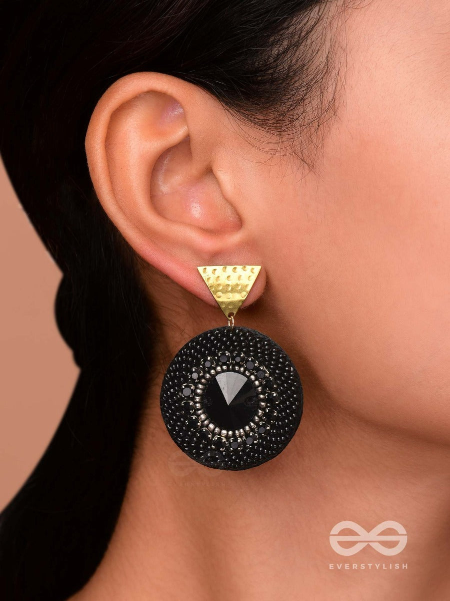 Ratnaratri - Gem Studded Night - Beads And Stone Embroidered Earrings