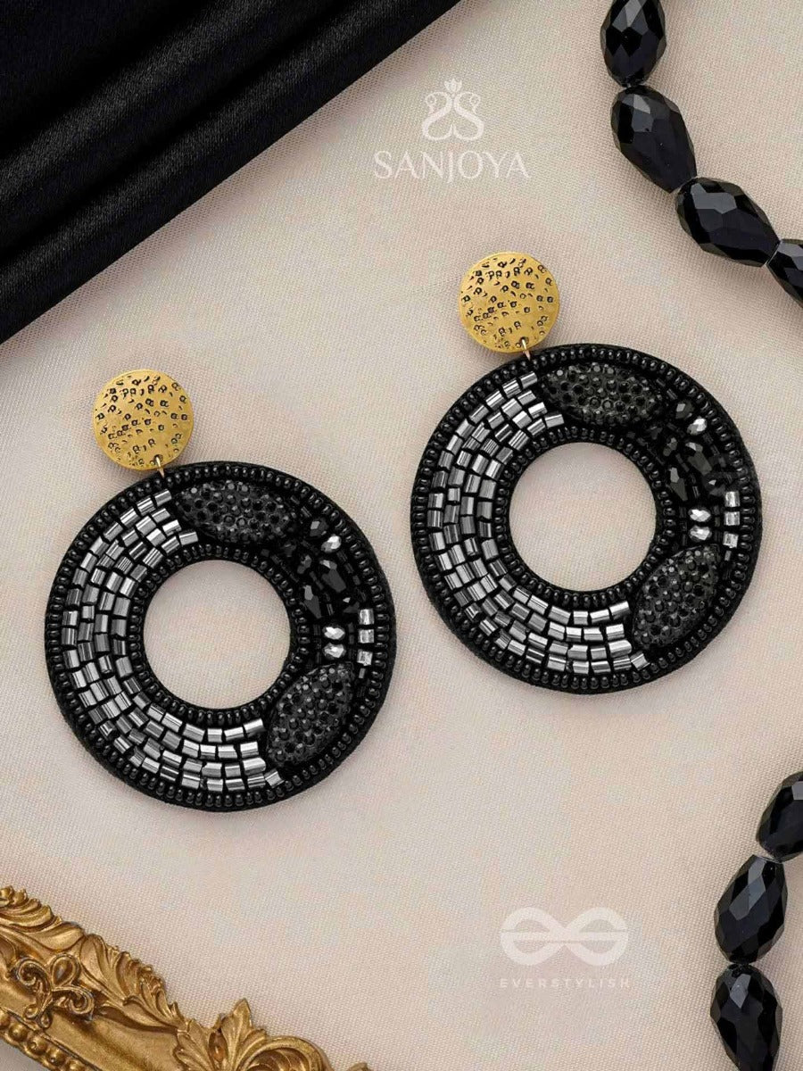 Ratrikrata - Created By Night - Beads And Cutdana Embroidered Earrings