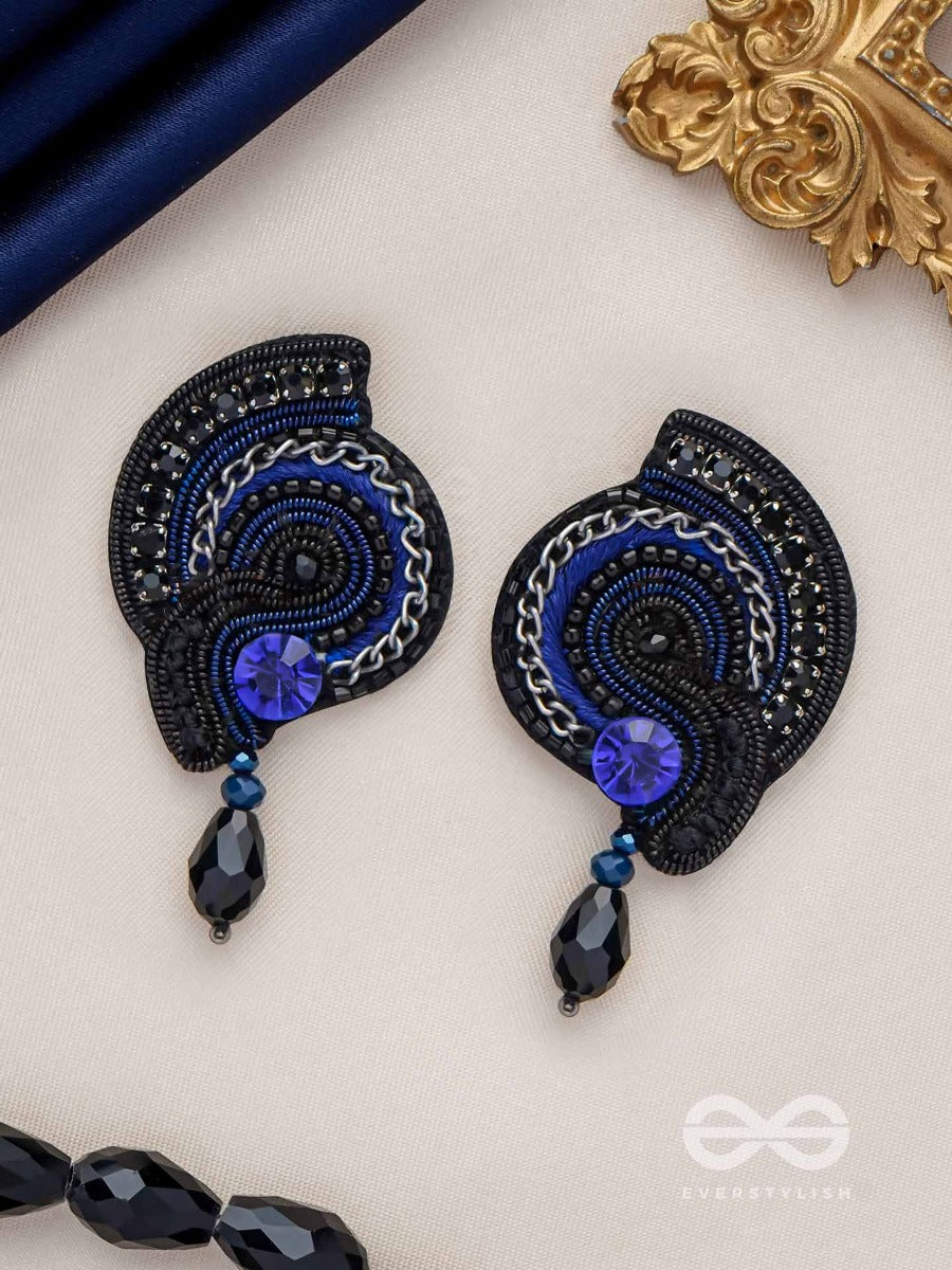 Asulabha - Treasure Beyond Reach - Beads, Stone And Glass Drop Embroidered Earrings