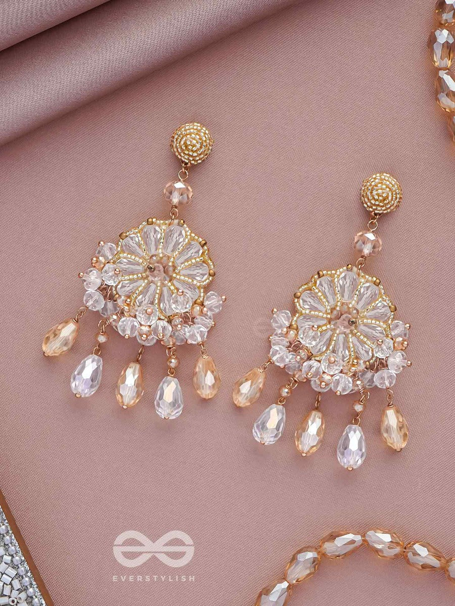 Prasanna - The Pure - Beads And Glass Drops Embroidered Earrings