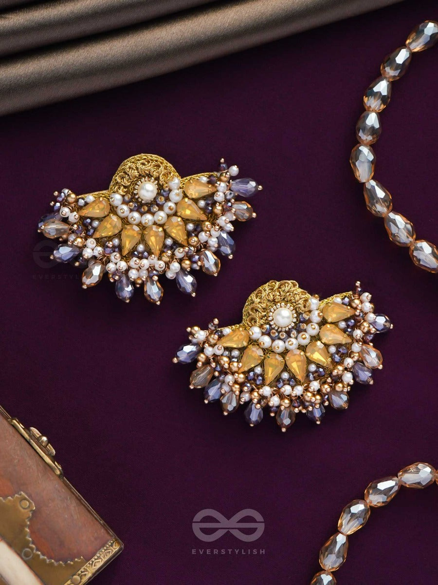 Pushpavalli - Treasures Of Garden - Pearls, Stone And Beads Embroidered Earrings