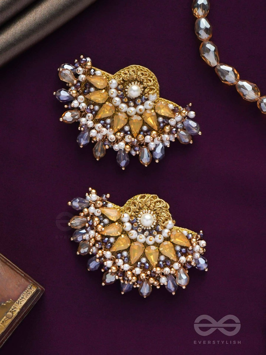 Pushpavalli - Treasures Of Garden - Pearls, Stone And Beads Embroidered Earrings