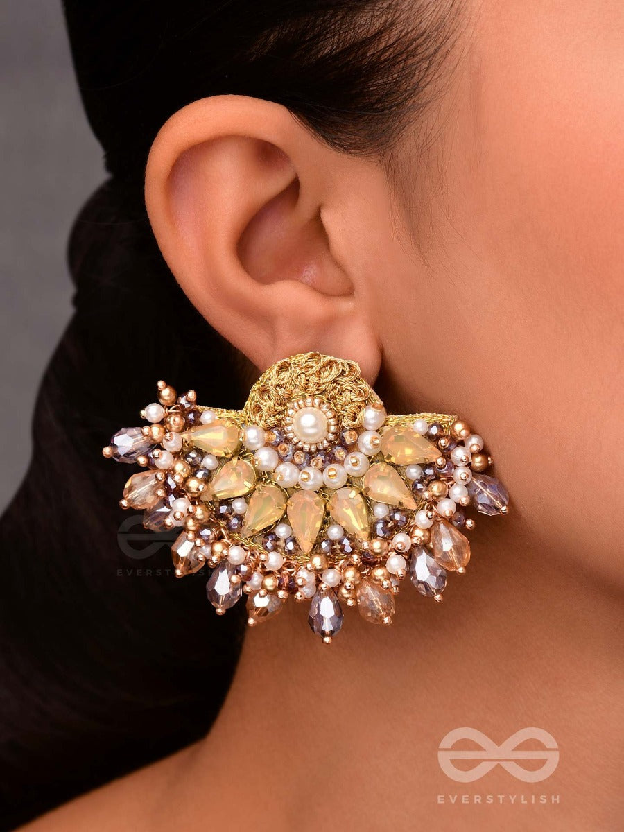 Pushpavalli - Treasures Of Garden - Pearls, Stone And Beads Embroidered Earrings