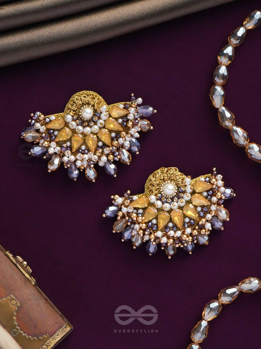 Pushpavalli - Treasures Of Garden - Pearls, Stone And Beads Embroidered Earrings