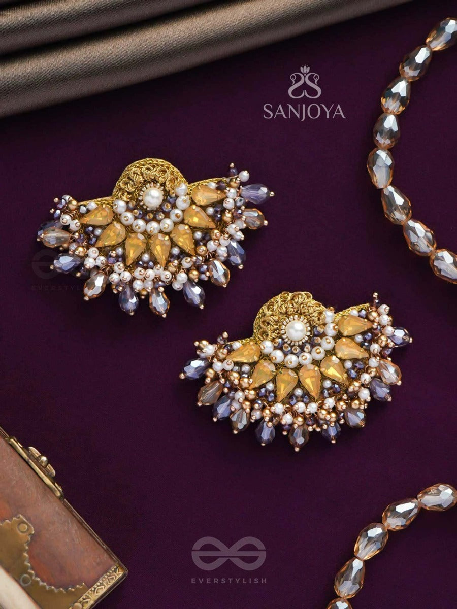 Pushpavalli - Treasures Of Garden - Pearls, Stone And Beads Embroidered Earrings