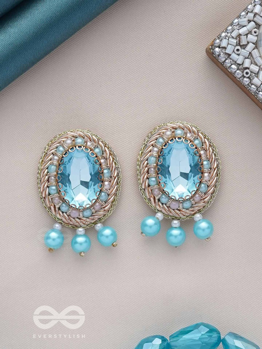Manimukulita - The Jewel Studded - Stone And Pearls Embroidered Stud Earrings