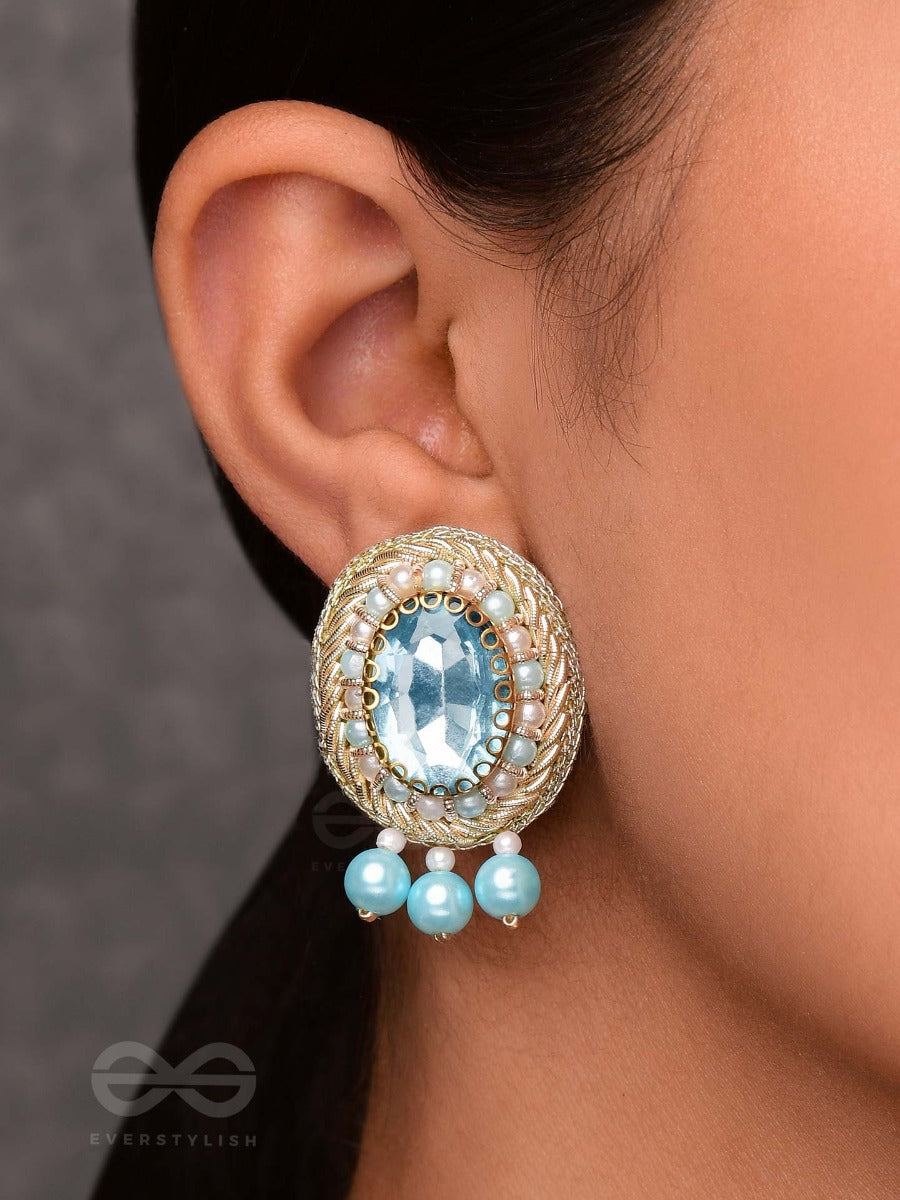 Manimukulita - The Jewel Studded - Stone And Pearls Embroidered Stud Earrings