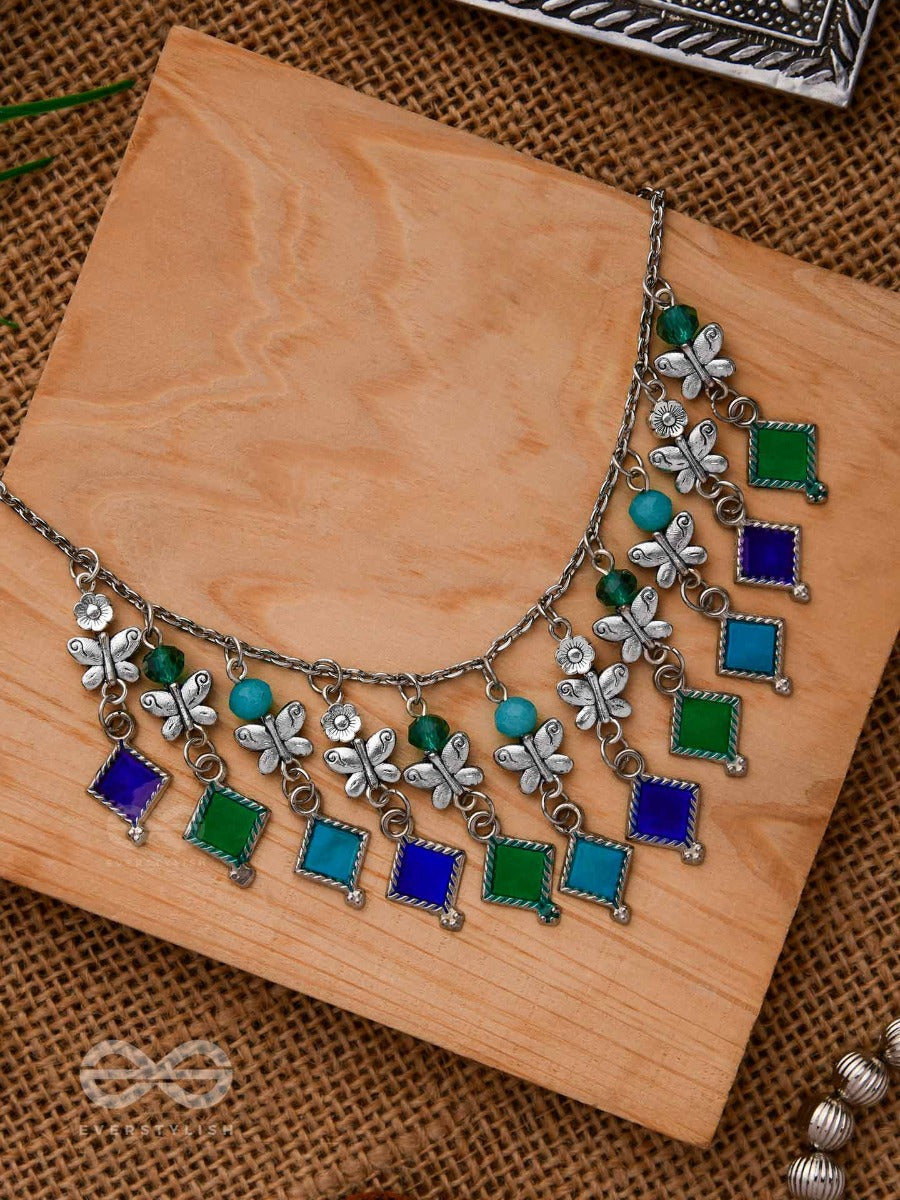 The Butterfly Ballerina - Beaded Oxidised Enamelled Necklace