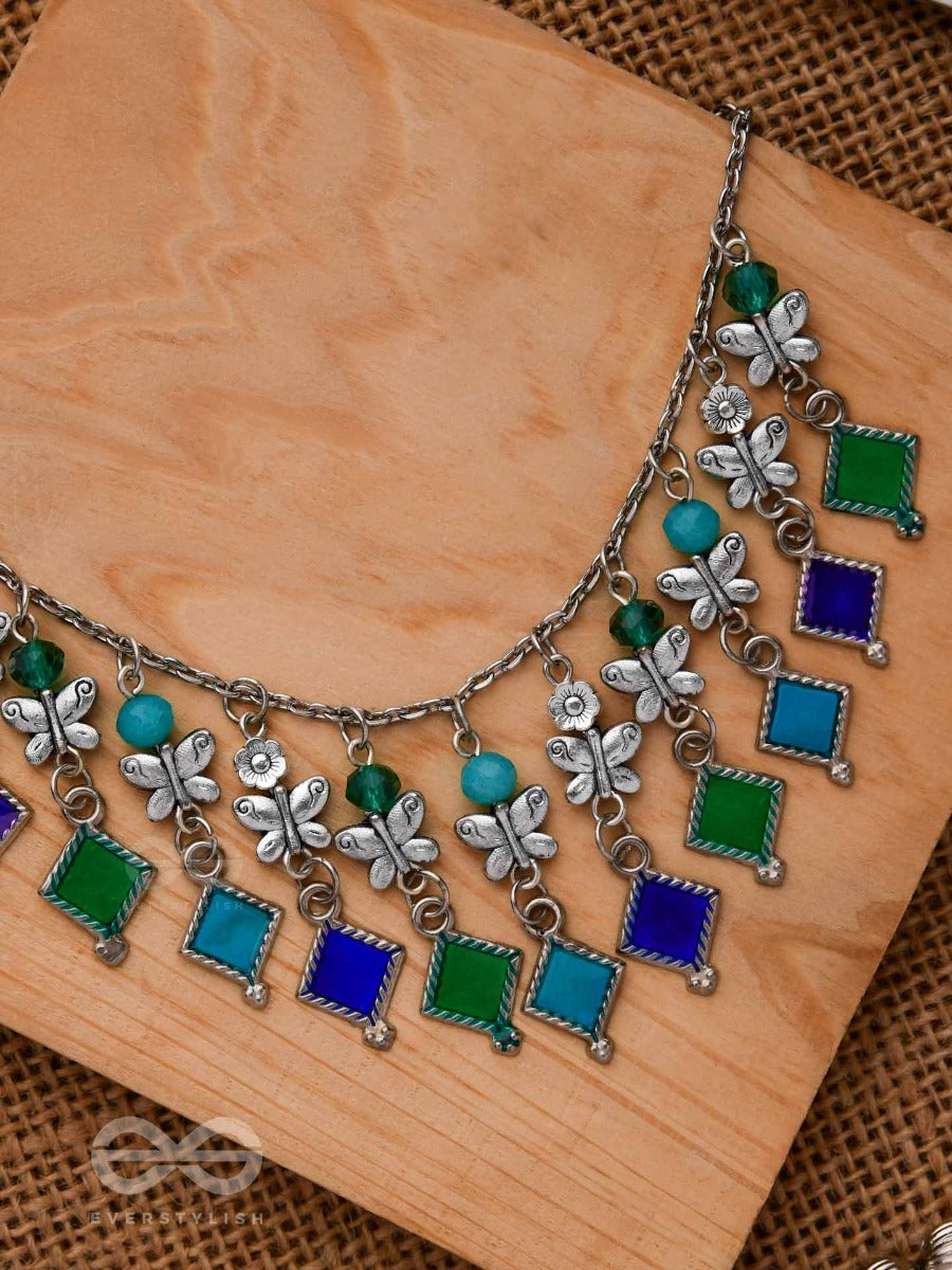 The Butterfly Ballerina - Beaded Oxidised Enamelled Necklace