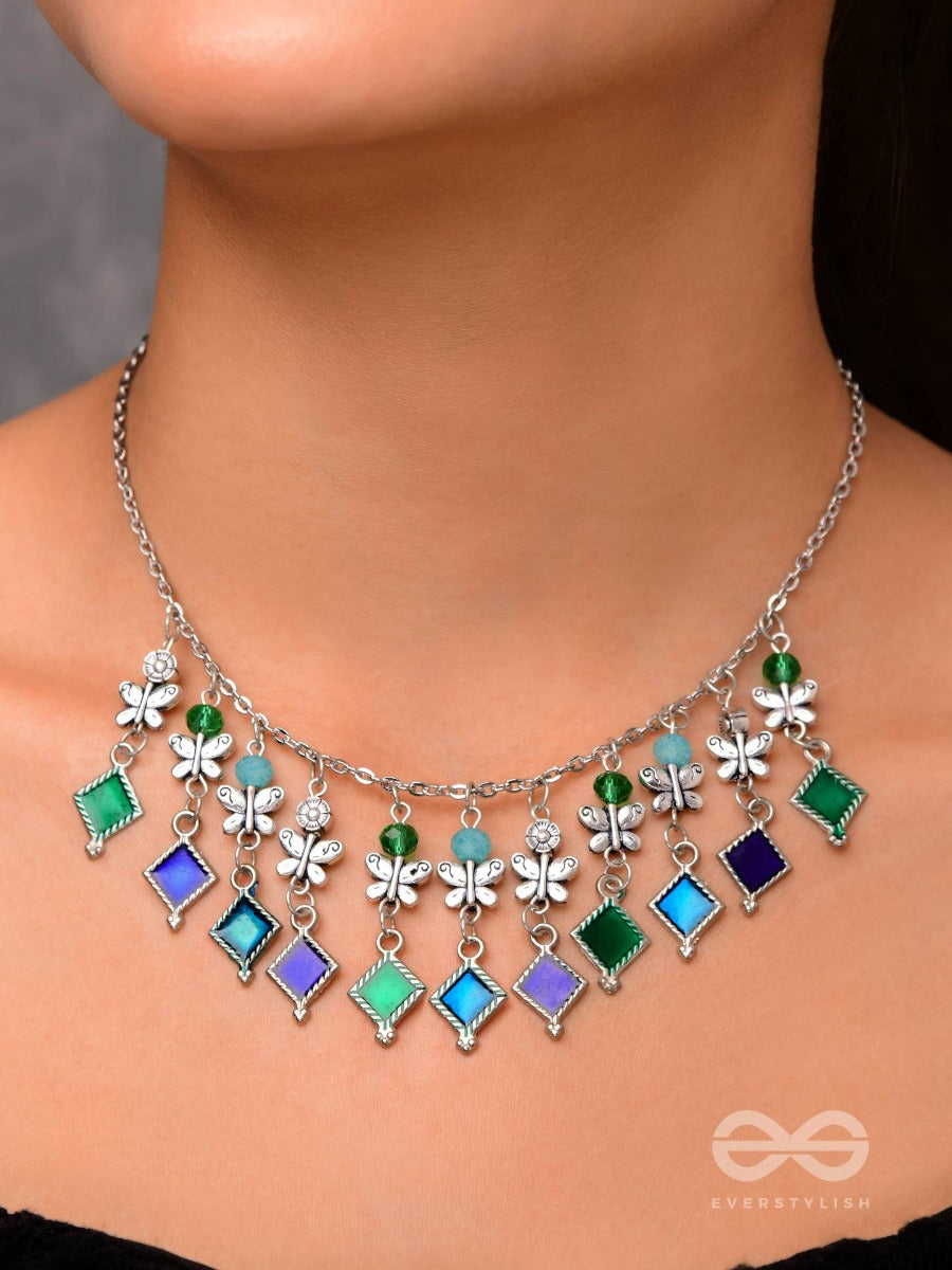 The Butterfly Ballerina - Beaded Oxidised Enamelled Necklace