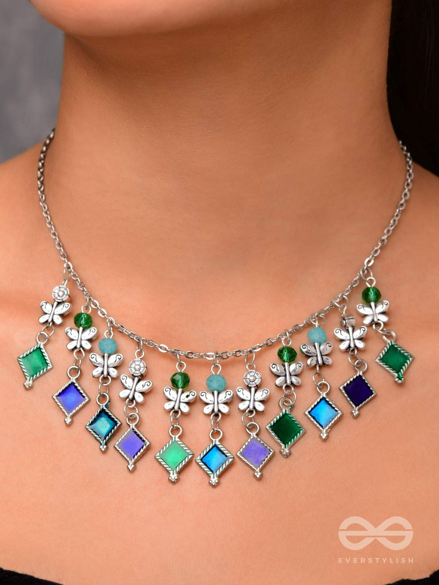 The Butterfly Ballerina - Beaded Oxidised Enamelled Necklace