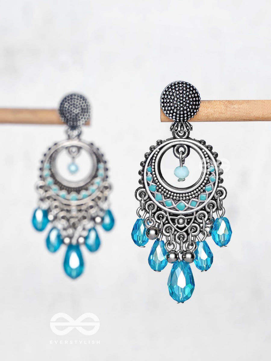 The Sky Sway - Embellished Oxidised Earrings