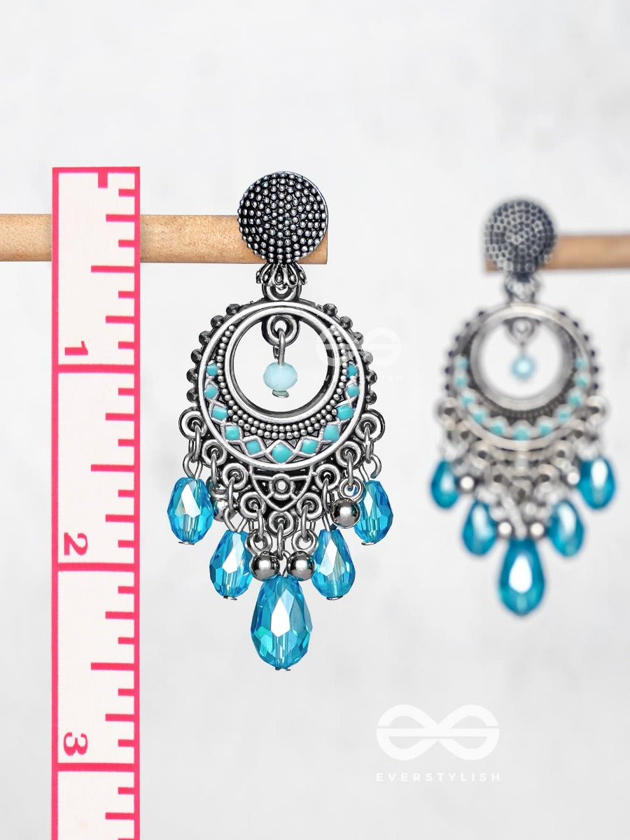 The Sky Sway - Embellished Oxidised Earrings