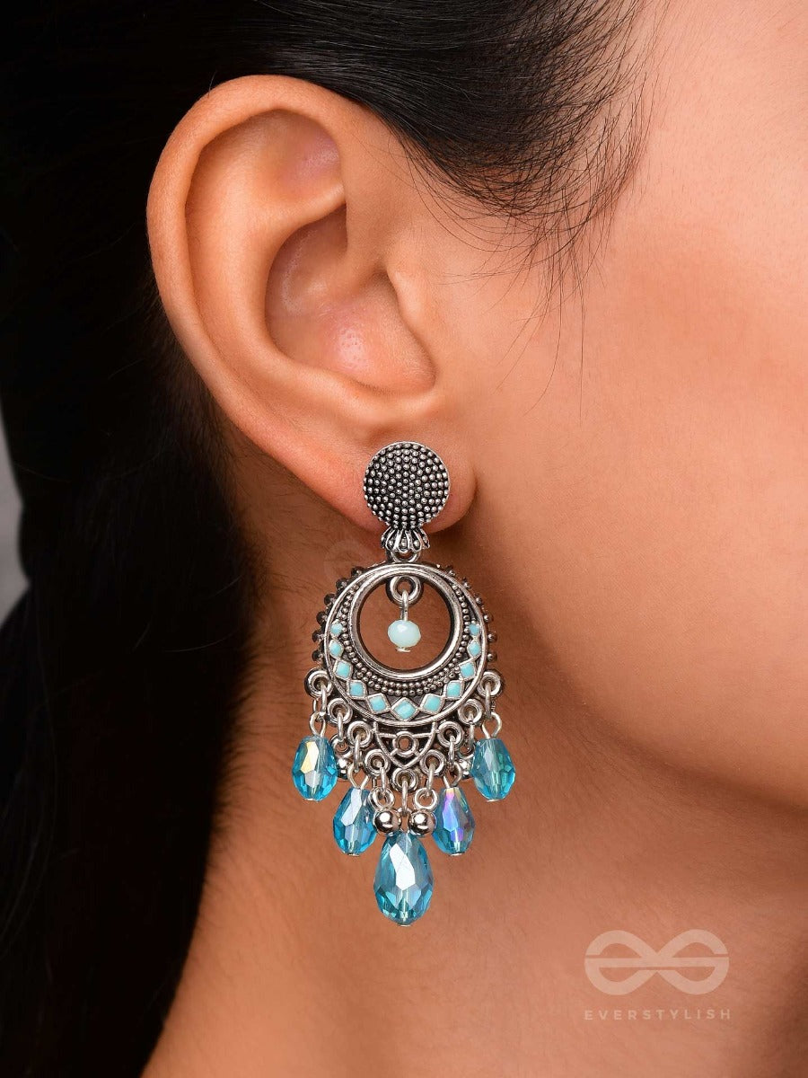 The Sky Sway - Embellished Oxidised Earrings