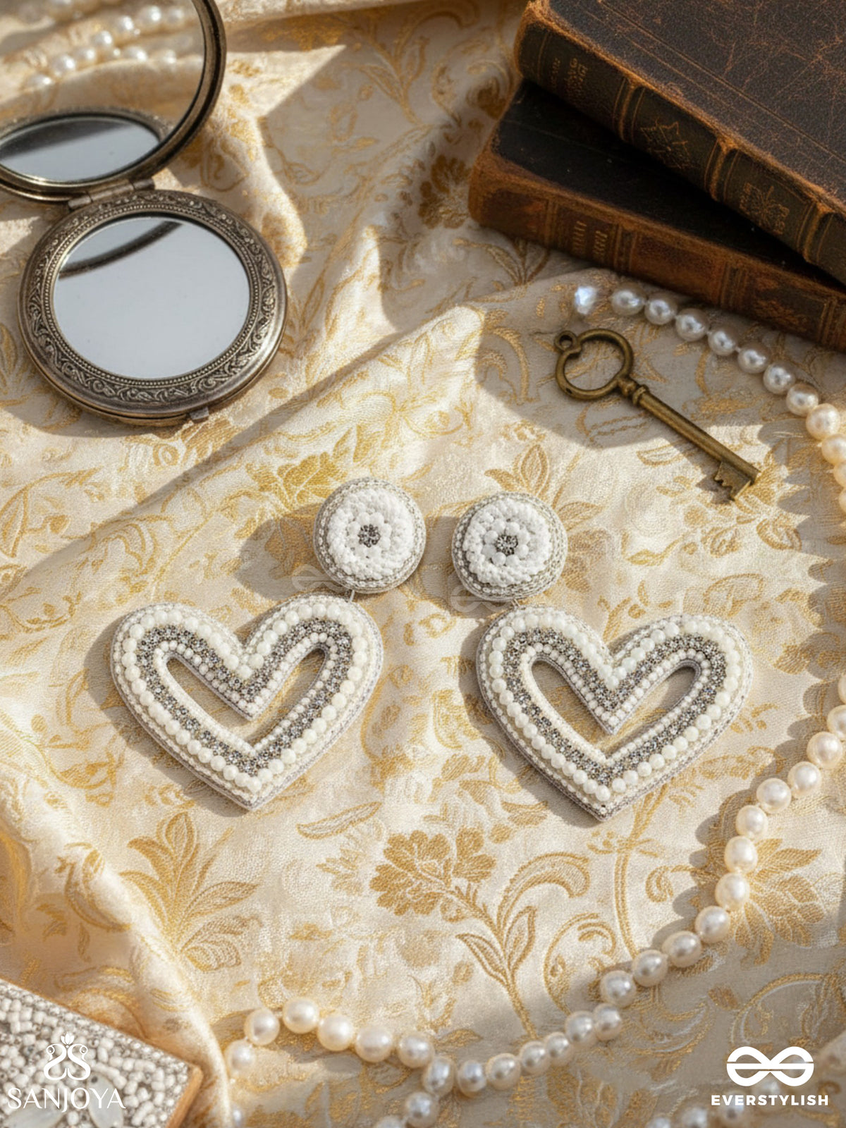 Sauhardika - Heartfealt Moments - Beads And Cut Dana Hand Embroidered Earrings