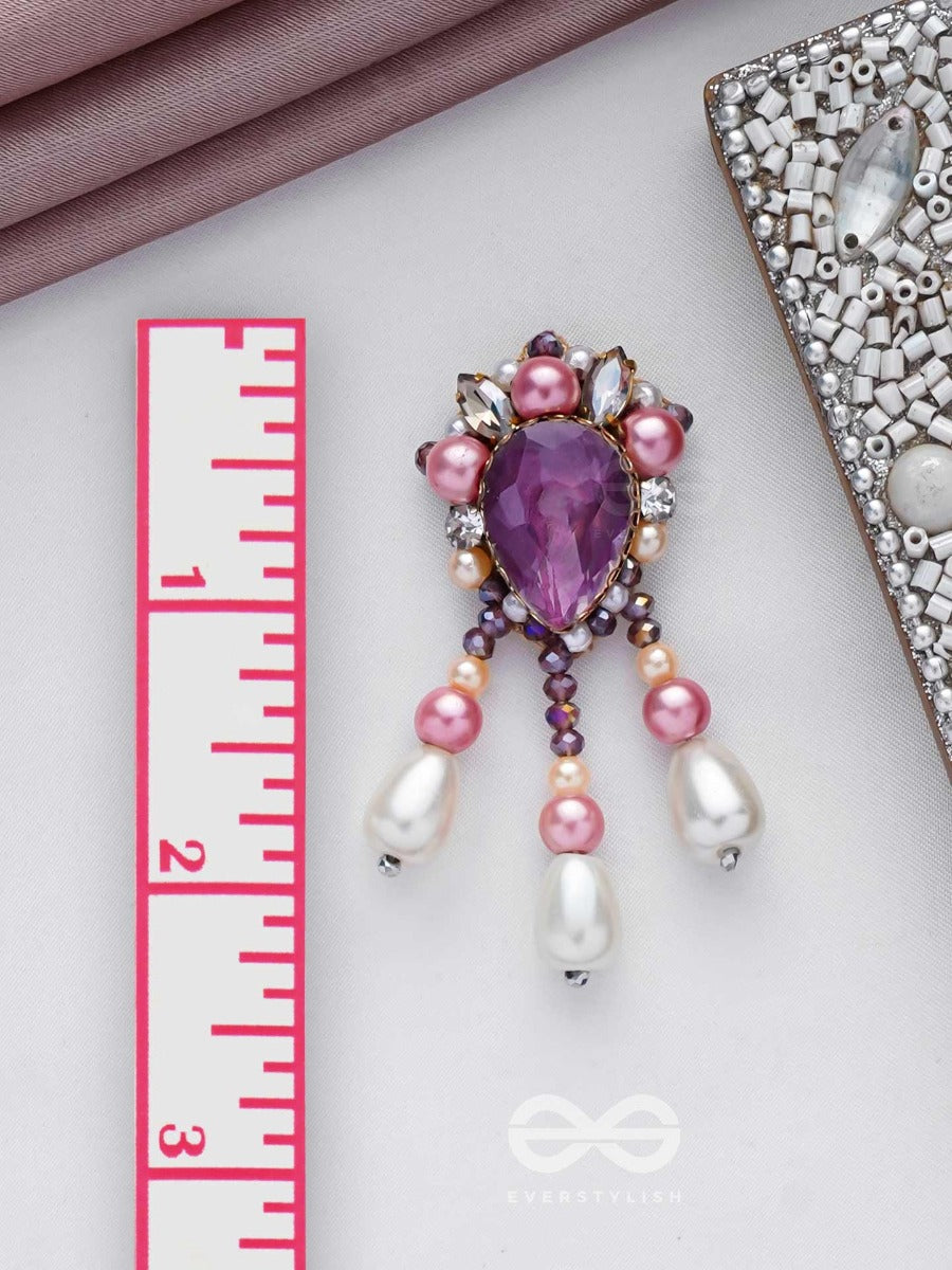 Uttaravairi - The Dusky Elegance - Stones, Pearls And Beads Embroidered Earrings