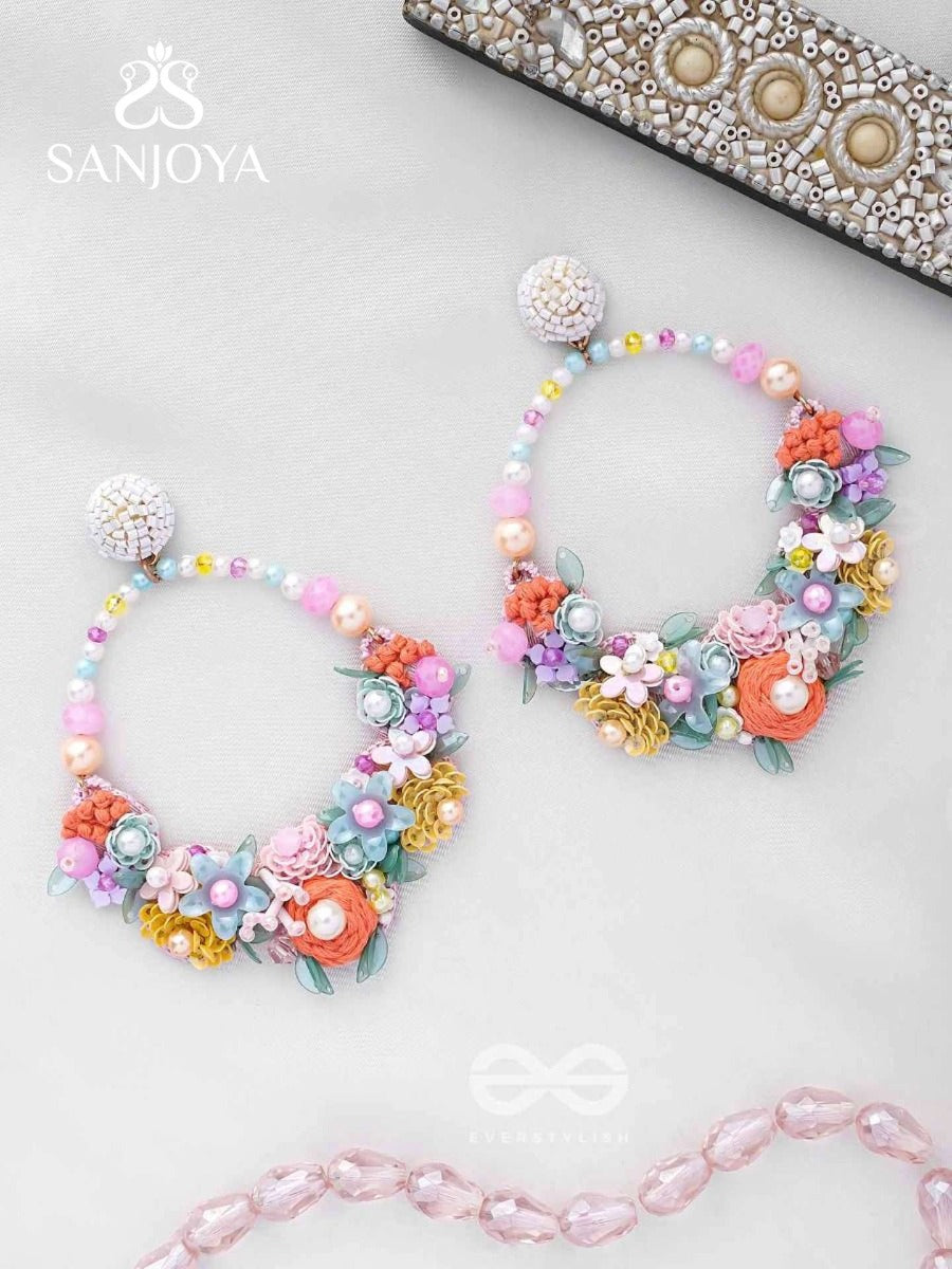 Apanidra - The Floral Beauty - Sequins, Beads And Pearls Embroidered Earrings